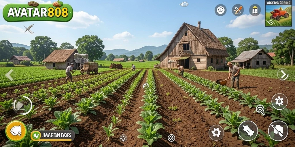 Screenshot gameplay AVATAR808 menampilkan keseruan bertani yang menyenangkan.