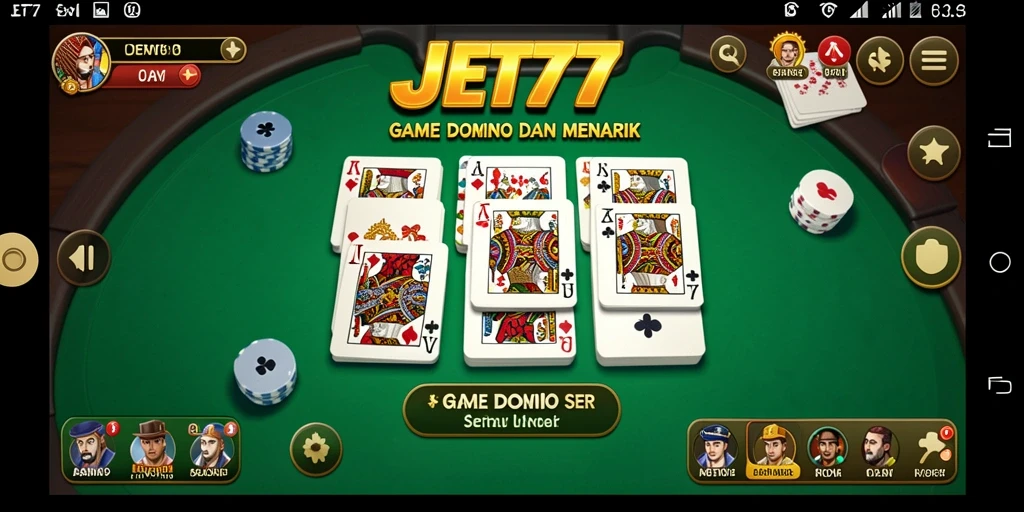 Screenshot utama JET77 menampilkan gameplay domino yang seru.