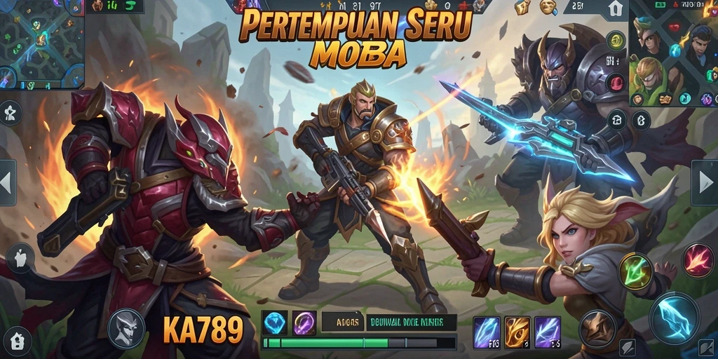 Tampilan seru gameplay KA789 dalam pertempuran MOBA.