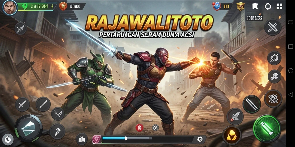 Tampilan aksi mendebarkan di RAJAWALITOTO saat bertarung melawan musuh.