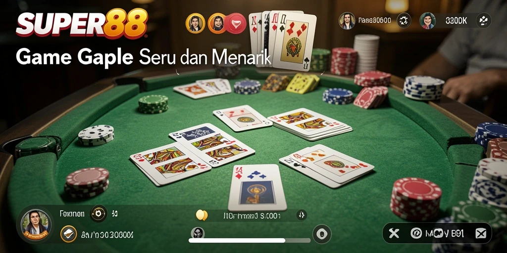 Tampilan gameplay SUPER88 yang menampilkan keseruan permainan Gaple.