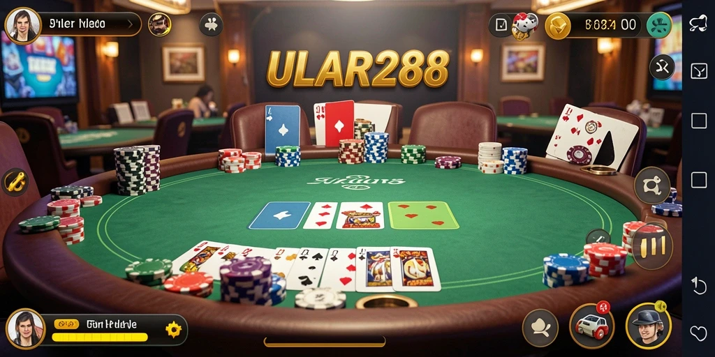 Tampilan menarik dari gameplay Poker ULAR288 yang mendebarkan.