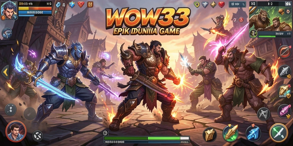 Tangkapan layar gameplay WOW33 yang menunjukkan aksi pertarungan yang intens.